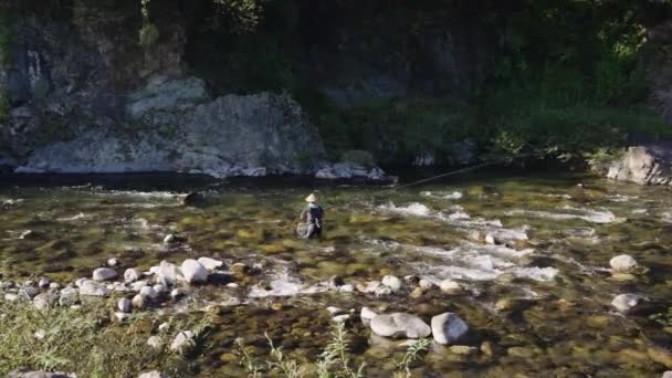 Ayu Pesca Nel Fiume Yoshida Gujo Hachiman City Gifu Giappone — Video Stock