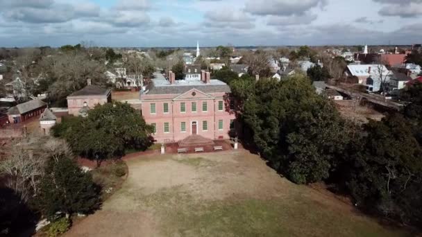 Antenne Duwen Tryon Paleis Nieuwe Bern Noord Carolina — Stockvideo