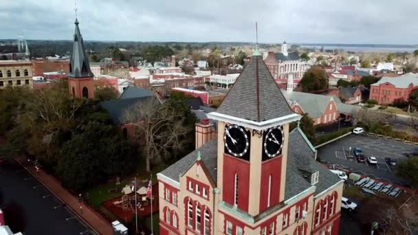 Antenn Tight Dra Över Stadshuset New Bern North Carolina — Stockvideo