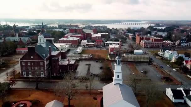 Ausziehbare Skyline Mit Fluss Hintergrund New York North Carolina — Stockvideo