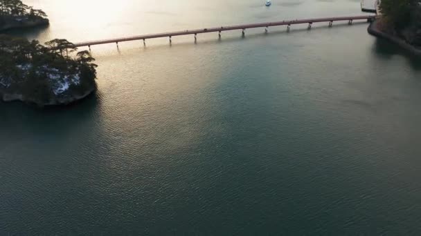 宮城県松島市の福島橋 冬に空中傾斜が明らかに — ストック動画