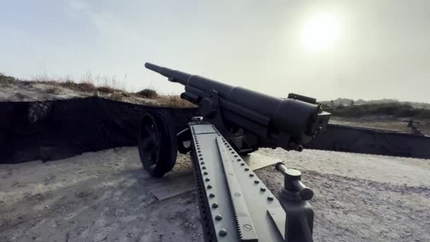 Haubitze Kanone Verteidigt Fort Macon Der Nähe Von Beaufort North — Stockvideo