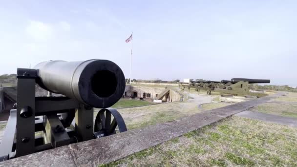 Por Cañón Cañón Parque Estatal Fort Macon Cerca Beaufort Carolina — Vídeo de stock