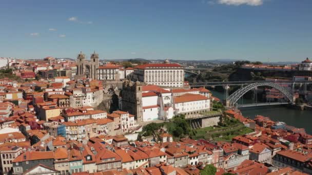Luis Köprüsü Nün Douro Nehri Nin Portekiz Deki Porto Şehrinin — Stok video