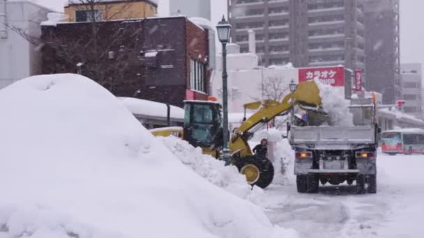 Hótakarítás Aomori Város Utcáin Észak Japánban Tél — Stock videók