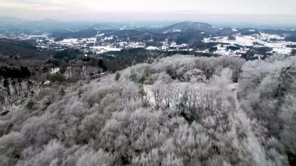 Aer Rapid Împinge Boone Carolina Nord Peste Munți Zăpadă Gheață — Videoclip de stoc