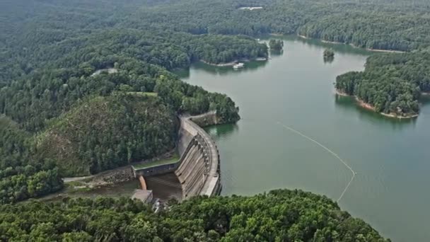 Allatoona Dam Georgia Luchtfoto Adembenemend Uitzicht Waterreservoir Betonnen Zwaartekrachtdam Elektriciteitscentrale — Stockvideo