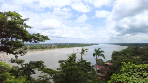 Grande Rio Amazônia Puerto Maldonado Cidade Floresta Tropical — Vídeo de Stock