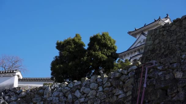 Befestigungsanlagen Der Himeji Burg Hyogo Japan Pan Die Aussicht Herstellt — Stockvideo