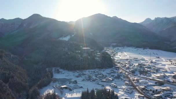 Shiga Kogen Highlands Yamanouchi Nagano Gün Doğumu Hava Çekimi — Stok video