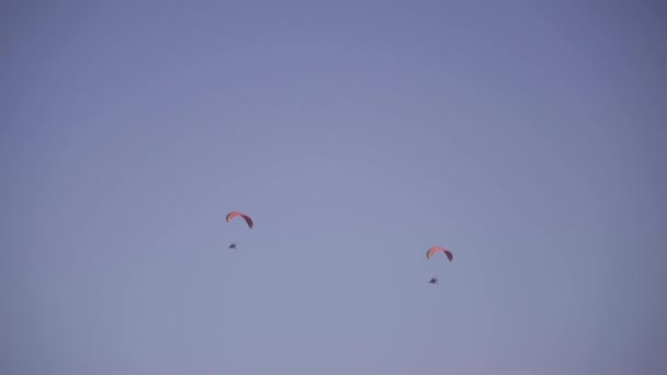 Twee Paragliders Paragliding Tandem Extreme Flying Sport — Stockvideo