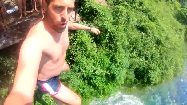 Saltare Nell Occhio Blu Attrazione Albania — Video Stock