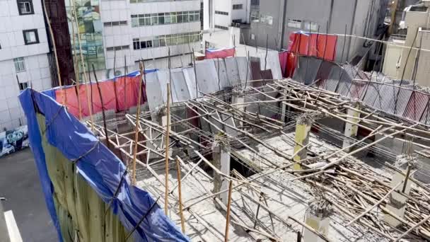 Bambus Und Stabgerüste Einsatz Auf Einer Baustelle Addis Ababa Äthiopien — Stockvideo