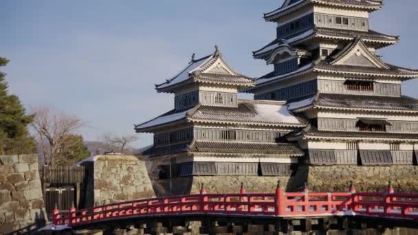 Sunrise View Matsumoto Castle Panning Shot Historical Location — Stock video