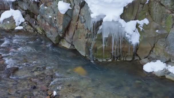 Fiume Icy Mountain Nelle Alpi Giapponesi Nagano Jigokudani — Video Stock