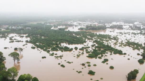 Luchtfoto Van Overstroomd Land Tijdens Overstromingen Van 2022 Qld Robina — Stockvideo