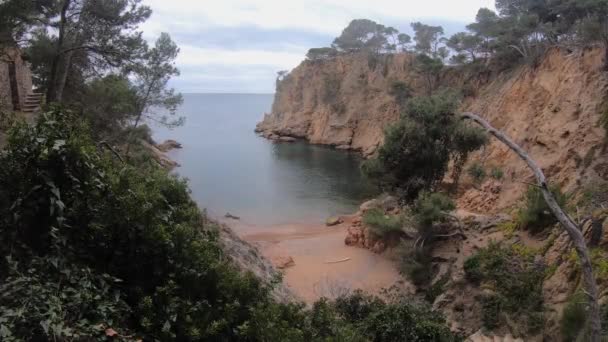 Spiaggia Nudista Senza Persone Sulla Costa Brava Spagna Catalogna — Video Stock
