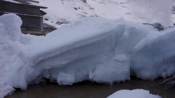 Geyser Congelé Vapeur Élevant Sur Les Glaçons Nagano Japon — Video