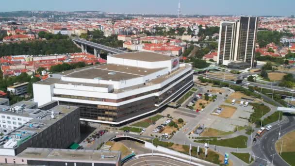 Prag Kongre Merkezi Binası Hava Aracı Statik Veya Sabit Görüş — Stok video