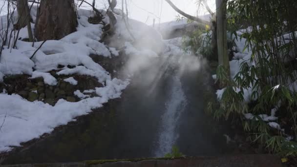 Corriente Geotérmica Río Que Fluye Desde Yudanaka Onsen Nagano Japón — Vídeo de stock