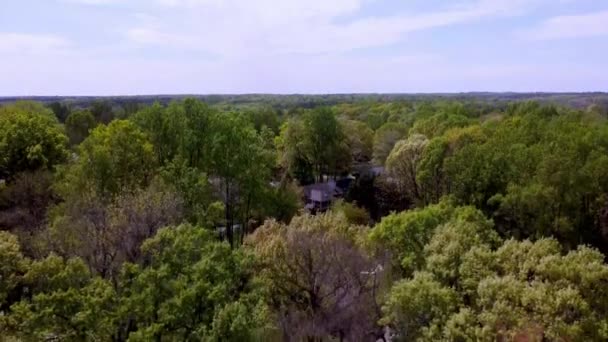 Inclinação Aérea Através Das Árvores Piemonte Carolina Norte Winston Salem — Vídeo de Stock