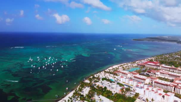 Widok Lotu Dronem Kurort Bavaro Punta Cana Dominikana Plaża Wybrzeże — Wideo stockowe