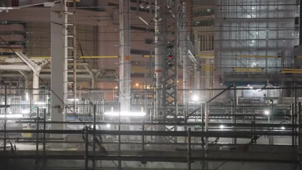 Construction Site Osaka Station Night Pan Industrial Background — Stock Video