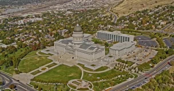 Salt Lake City Utah Aerial V48 Circular Pan Shot Fly — Stock Video