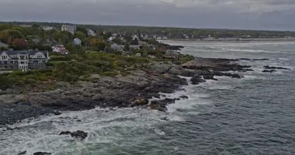 Ogunquit Maine Aerial Filmische Auszugsaufnahme Mit Blick Auf Die Wunderschöne — Stockvideo