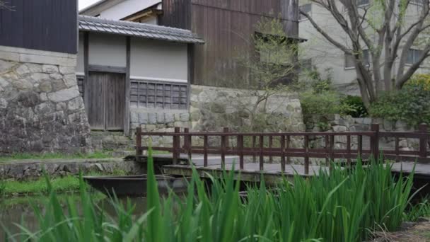 Міст Через Хатіман Борі Стародавній Торговий Канал Префектурі Шіга Японія — стокове відео