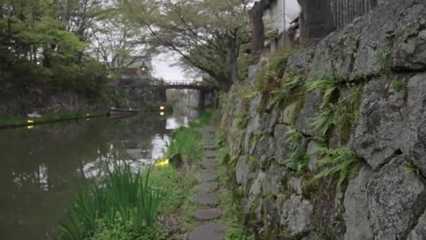 Omihachiman Bori Fossato Pietra Antico Nella Prefettura Sciita Piedi Pov — Video Stock