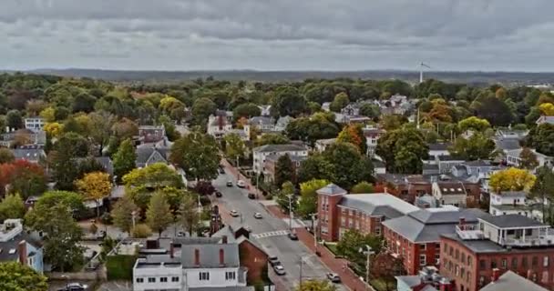 Newburyport Massachusetts Aerial Landschappelijke Uitzicht Lage Drone Vliegen Rond Het — Stockvideo