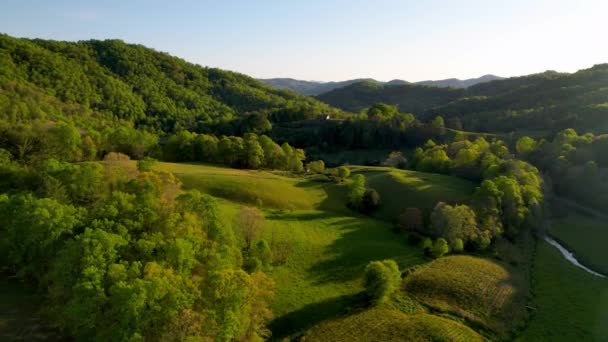 Aerial Blue Ridge Appalachian Mountain Vista Bethel Boone Blowing Rock — Stock Video