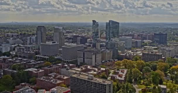 White Plains New York Aerial Vuela Por Centro Ciudad Capturando — Vídeo de stock