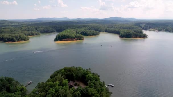 Penarikan Udara Atas Danau James Waduk Dekat Morganton Carolina Utara — Stok Video