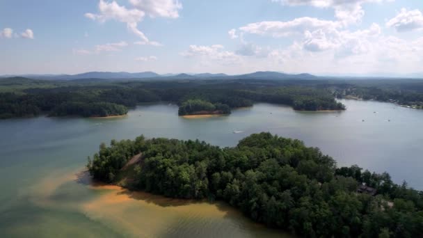 Lake James Aerial Push Lake James Carolina Del Nord Vicino — Video Stock
