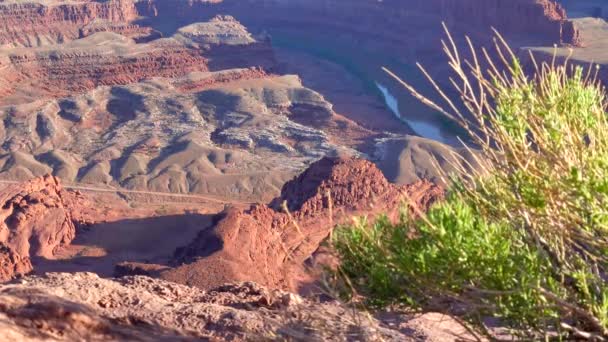 Schieber Aufnahme Von Schluchten Und Felsformationen Dead Horse Point — Stockvideo