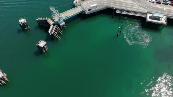 Top Aerial Shot Empty Ferry Terminal — Stock Video