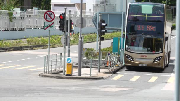 Lokale Openbare Busdienst Het Stadscentrum — Stockvideo