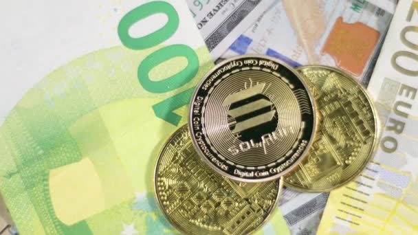 Criptomoneda Altcoin Solana Sol Usd Euro Concepto Cambio Cerca — Vídeos de Stock