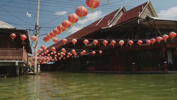 Damnoen Saduak Floating Market Bangkok Thailand Tourist Boat Trip Tour — Stock video