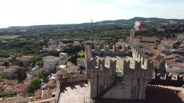 Rosignano Marittimo Maritime Clock Tower Castle Passed Airview — 비디오