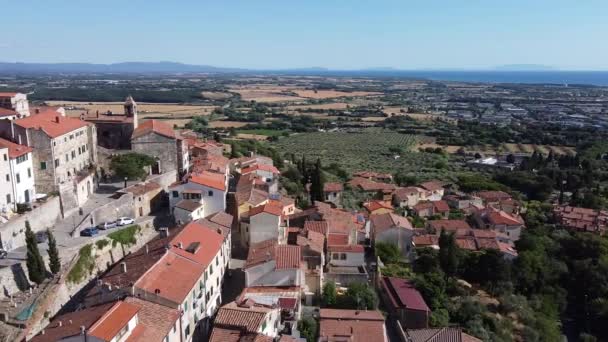 Rosignano Marittimo Denizcilik Saat Kulesi Kalenin Sol Görüşü Yaz Mevsimi — Stok video