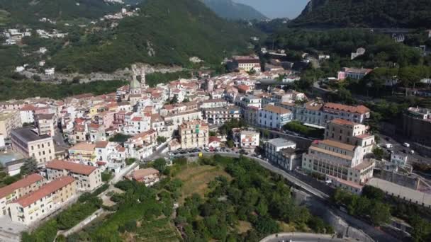 Blick Auf Minori Und Maiori Zwei Kleine Städte Der Amalfiküste — Stockvideo