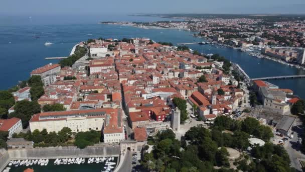 Όμορφη Zadar Zara Από Ψηλά Από Drone — Αρχείο Βίντεο