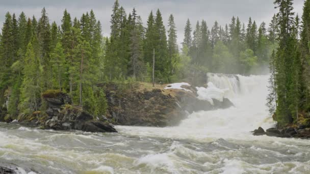 Швеция Водопад Ристафаллет Вблизи Аре — стоковое видео