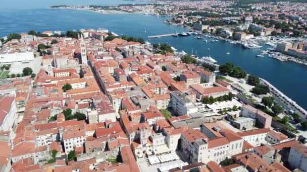 Zara Zadar Chorwacji Filmowane Dronem Góry — Wideo stockowe
