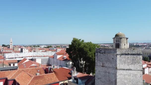 Άποψη Του Κάστρου Και Ολόκληρης Της Πόλης Zadar Στην Κροατία — Αρχείο Βίντεο