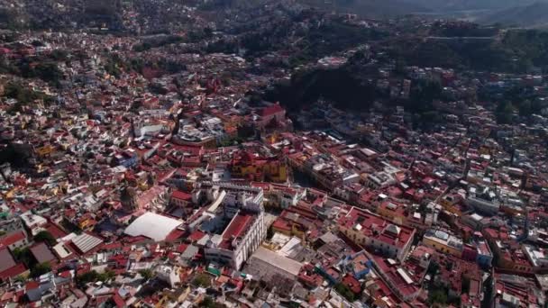 Colorida Vista Panorámica Aérea Basílica Colegiata Nuestra Seora Guanajuato — Vídeos de Stock