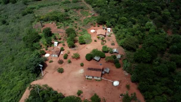 Tiro Dron Aéreo Giratorio Una Granja Brasileña Parque Nacional Chapada — Vídeo de stock